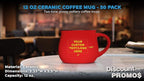 Custom Glazed Campfire Coffee Mugs 12 oz. Set of 50, Personalized Bulk Pack - Perfect for Coffee, Tea, Espresso, Hot Cocoa, Other Beverages - Red