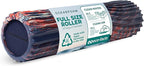 Oceanfoam Tidal Roller - Red, Dark Navy & Natural Marbled - Muscle Massage Foam Roller for Back Pain & Stretching - Firm & Ergonomic Wide Wave Textured - Yoga, Athletics, Wellness - Full Size 20" x 5"