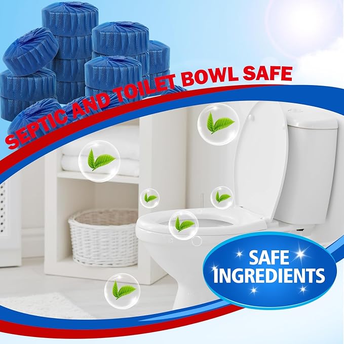 Toilet Bowl Cleaner Tablets 40 PACK, Blue Automatic Toilet Cleaner with Bleach, Using Sustained-Release Technology for Deodorizing & Descaling,Household Toilet Tank Cleaners for Against Tough Stains
