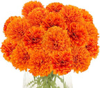 Kimura's Cabin 20Pcs Orange Fake Mums Flowers Artificial Silk Chrysanthemums Faux Ball Flower for Wedding Arrangement Fall Bouquets Home Table Decoration Halloween Decor(Orange)