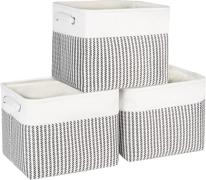 Kntiwiwo Foldable Storage Bin Collapsible Basket 12" x 10" x 9.5" Cube Storage Organizer Bins with Dual Carry Handles for Home Closet Shelves Drawers Organizer, Set of 3, Houndstooth