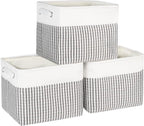 Kntiwiwo Foldable Storage Bin Collapsible Basket 12" x 10" x 9.5" Cube Storage Organizer Bins with Dual Carry Handles for Home Closet Shelves Drawers Organizer, Set of 3, Houndstooth