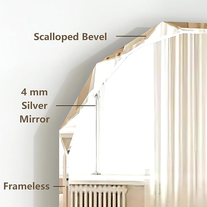 Bathroom Mirrors for Over Sink, Round Frameless Mirrors for Wall, 24x28 Inch Beveled Bathroom Mirror, Bathroom Vanity Circle Mirror for Bedroom Living Room Entryway Home Decor