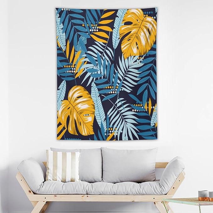 ICMOLYYENLO Palm Leaf Tapestry Wall Hanging, Tropical Leaves Plant Jungle Green Hawaiian Art Home Decor for Guest Bedroom Living Room Dormitory 40x60 Inch