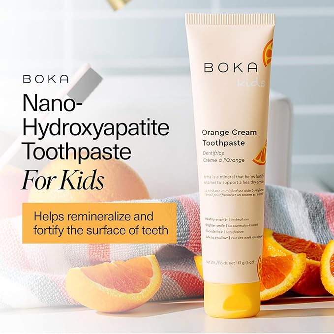 Boka Fluoride Free Toothpaste Nano Hydroxyapatite Toothpaste - Orange Cream Flavor, 4 oz 3Pk US Manufactured