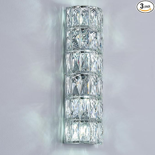 6 Layer Chrome Crystal Wall Sconce, Modern Wall Lamp Light Fixture for Bathroom Vanity, Stairway, Kitchen, Living Room, Bedroom, Hallway