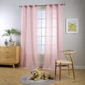 MIUCO Semi Sheer Curtains Poly Linen Textured Solid Grommet Curtains 84 Inches Long for Girls Room 2 Panels (2 x 37 Wide x 84" Long) Pink