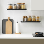 JOOM Small Metal Wall Floating Shelf - Metal Wall Shelf, Black Floating Shelf, Small Bathroom Shelf, Display Shelves for Living Room/Kitchen/Bedroom (Black, 8Inch)