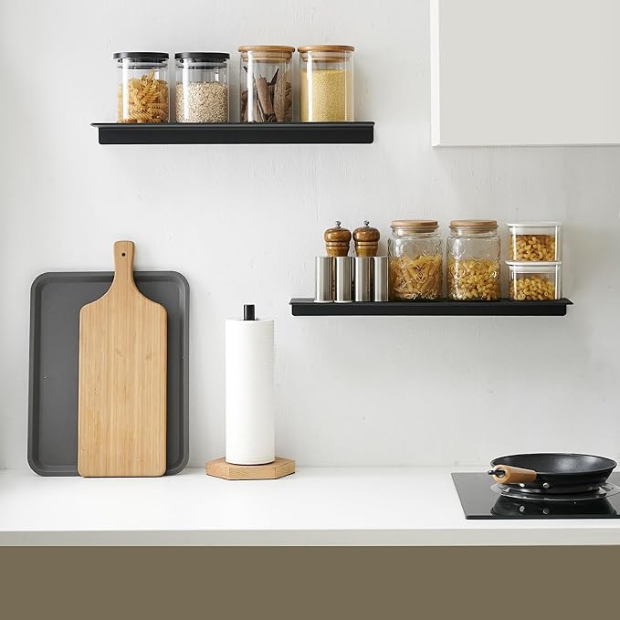 JOOM Metal Wall Floating Shelf - Metal Wall Shelf, Floating Shelf, Bathroom Shelf, Display Shelves for Storage (Black, 8 Inch)
