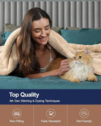 Pawque Super Soft Cozy Throw Blanket King Size for Couch Bed, Fluffy Sherpa Fleece Reversible Thick Warm Fuzzy Blanket for All-Season, 3D Checkered Jacquard Decorative Blankets, Khaki, 108"x90"
