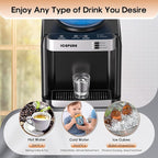 ICEPURE 3-in-1 Water Dispenser with Ice Maker, Water Cooler Dispenser for 5 Gallon Bottle Built-in Bullet Ice Maker Top Loading, Hot and Cold Water Dispenser for Home/Office, 33lbs/24H, Child Lock