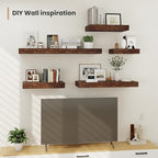 Heimlove 12 Inch Deep Floating Shelves, 16 x 12 inches Long Wall Shelf, Large Extra Display Shelf & Storage Shelf, Rustic Wood Wall Shelves for Fireplace Mantel, Brown - 2Pack