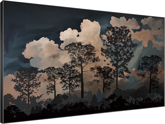SIGNWIN 46"x72" Extra Large Framed Wall Art Silhouetted Trees at Dusk, Dramatic Forest and Cloudscape for Home Living Room Bedroom Decor (Frame Assembly Required)