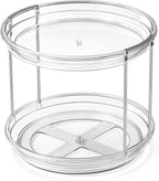 2 Tier Lazy Susan Organizer, 9.25'' Lazy Susan Turntable for Cabinet, Stackable Turntable Organizer Rotating Spice Rack Organization for Kitchen Countertop, Pantry, Bathroom, Clear