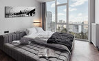 DJSYLIFE Panoramic St. Louis Skyline Wall Art Cityscape Picture Black and White Canvas Print Night View Urban Landscape Modern Artwork Office Bedroom Decor Framed and Ready to Hang 13.8"x47.3"