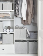 StorageWorks Storage Bins, Fabric Storage Bins for Shelves, Extra Large Storage Baskets with Metal Frame, Closet Baskets and Bins with Handles, Jumbo, Gray and White Stripes, 2-Pack