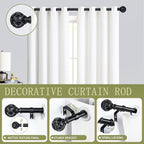 Black Adjustable Curtain Rods for Windows:Farmhouse Heavy Duty Curtain Rod for Bedroom Living Room,Boho Decorative Rustic Drapery Rods with Vintage Coastal Finials,Matte Black 2 Pack 36-88"