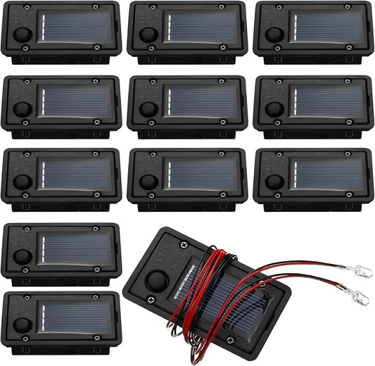 12 Pcs Solar Lantern Light Replacement Tops Parts for Outdoor Waterproof LED Panel Battery Box Replacement Solar Light Parts for Outdoor DIY Lanterns Garden Patio Decor