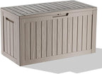 Vixzen 85 Gallon Resin Deck Box, Lockable Outdoor Storage Box for Patio Cushions Storage Furniture,Garden Tools, Pool Supplies, Weatherproof and UV Resistant-Grey