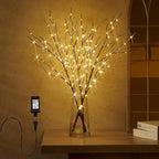 Fudios Lighted Branch Plug in with Timer Willow Branches with Fairy Lights for Vase Twig 32IN 150 LED Outdoor and Indoor Holiday Party Decor
