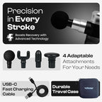 The Therapeutic Mini Massage Pistol with Portable Carrying Case, 4 Massage Speeds, 6 Colors | Fast USB Type C Charging | Massage Tool for Pain Relief | Stylish and Powerful Massage Gun