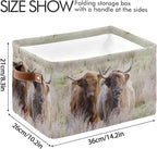 Highland Cows Storage Basket Cube Storage Bins Organizer Bag Collapsible Closet Shelf Baskets with handle for Baby Cloth Pet Toy Book 14.2×10.2×8.3 IN