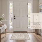 Washable Area Rugs for Living Room -2x3 Neutral Vintage Distressed Floral Farmhouse Boho Large Soft Floor Rug Indoor Non Slip Carpet for Bedroom Dining Room Office - Brown/Multi