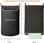XL Hanging Laundry Hamper Bag, Black Door Hanging Hamper with Large Openging Hanging Laundry Hamper Storage Bag Large Size 36X22 Inch (Black)