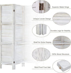 Room Divider with Shelves, Privacy Screen, Room Dividers and Folding Privacy Screens, 4 Panel Wood Temporary Wall Partition Separation Separator, Coconut