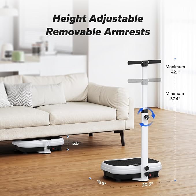 MERACH Vibration Plate Exercise Machine, Vibration Plate for Lymphatic Drainage Weight Loss, Vibrating Plate Exercise Machine with Handrails, Exercise Equipment for Women Men Home