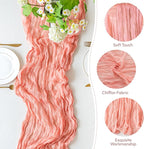 Sioloc 5 Pack Peach Coral Cheesecloth Table Runner Fall Autumn Decor for Home 10ft Table Cloth for Tea Wedding Birthday Party Baby Bridal Shower Halloween Thanksgiving