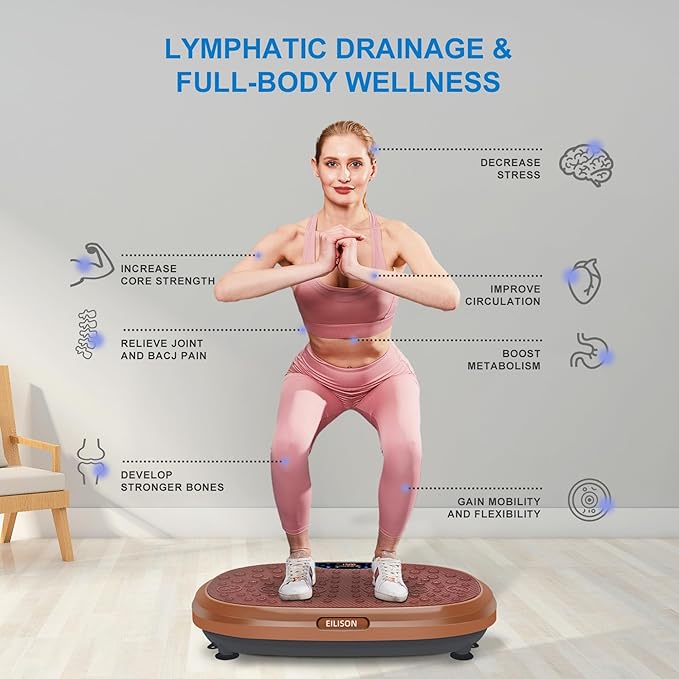 EILISON FitMax 3D XL Vibration Plate Exercise Machine - Whole Body Workout Vibration Platform w/Loop Bands - Lymphatic Drainage Machine for Weight Loss, Shaping, Wellness, Recovery
