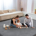 Baby Play Mat for Floor Tummy Time Mat Nursery Muscle Area Rug Playroom Rug Tatami 79"x138" Memory Foam 1.3" Thick Crawling For Babies,Toddlers, Infants, Kids,Floor(Grey)