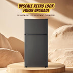 2.4 Cu.ft Mini Fridge with Freezer Compact Fridge Refrigerator Dual Door Small Fridge Senven Temp Gear Removable Shelves Dark Grey