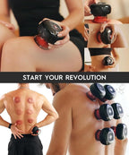 REVO The Original 4-in-1 Smart Cupping Therapy Massager, Red Light Therapy for Targeted Pain Relief, Knots, Aches, Muscle Soreness, Circulation & Tighter Skin, Portable Cupping Kit (Four Pack)