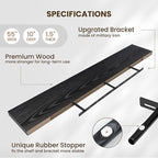 Fun Memories 55 Inch Fireplace Mentel Shelf, 10 Inch Deep Shelves for Display & Wall Storage, Rustic Wood Wall Shelf, Extra Long Floating Shelves for Living Room Laundry Room, Black, Set of 1