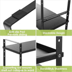 Expandable Cabinet Shelf Organizer Rack, Stackable Kitchen Counter Storage Shelves Stand, Adjustable Height Pantry Shelf Spice Rack (Black, 2 Pack)