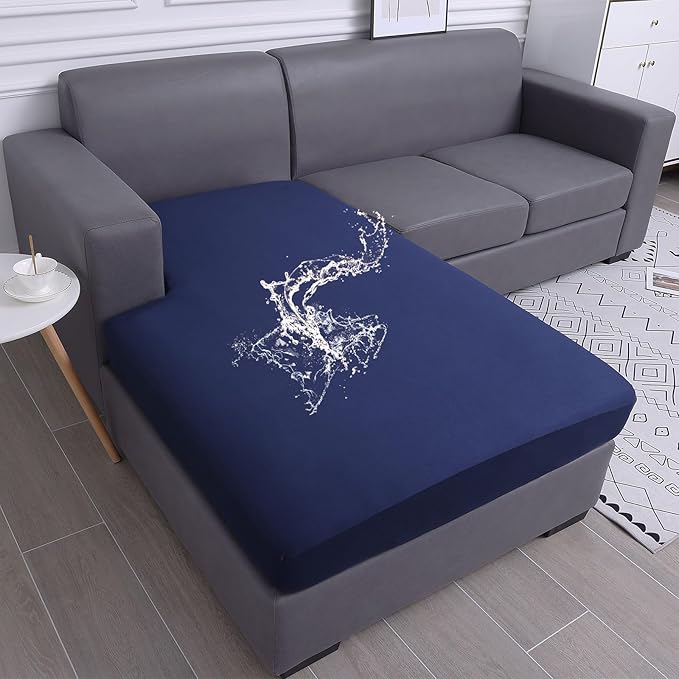 hyha Waterproof Couch Cushion Covers, Sectional Sofa Slipcovers Washable, L Shape Chaise Dog Couch Covers for Sectional Sofa, Universal Furniture Protector (1 Piece for Chaise XL, Navy)