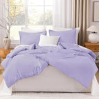 Litanika Lavender Purple Comforter Full Size, 3 Pieces Lightweight Solid Bedding Comforter Set, All Season Fluffy Bed Set (79x90In Comforter & 2 Pillowcases)