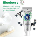 ATTITUDE Toothpaste with Fluoride, Prevents Tooth Decay and Cavities, Vegan, Cruelty-Free and Sugar-Free, Blueberry, 4.2 Oz