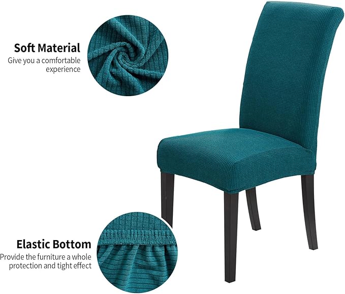 Joccun Chair Covers for Dining Room Set of 4, Dining Chair Slipcovers Stretch Dining Room Chair Covers Seat Protector,Washable Parsons Chair Cover for Home,Banquet(Peacock Blue,4 Pack)