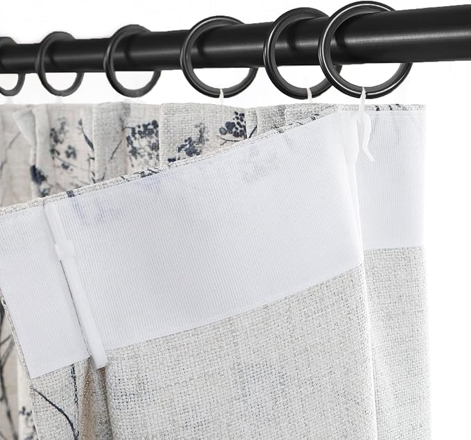 Pinch Pleated Floral Linen Curtains 2 Panels Elegant Light Filtering Privacy Drape,40 Inch Wide by 84 Inch Long Curtains Suitable for Living Rooms and Bedrooms