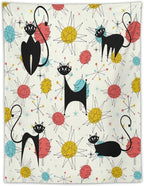 ICMOLYYENLO Abstract Cat Tapestry, Medieval Abstract Atomic Star Cat Vintage Home Wall Hanging Art Tapestry for Bedroom Living Room Dormitory 60x60 Inch
