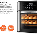 Air Fryer Oven 1800W, 12.7QT Capacity, Touchscreen Panel, Automatic Shut-Off – Black & Stainless Steel – Mondial
