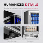 15'' Beverage Refrigerator Cooler - 126 Cans Under Counter Beverage Fridge with LED Light, Built-in Design, Wine Cooler for Home/Kitchen