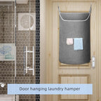 X-Large Hanging Laundry Hamper Bag, Door Hanging Hamper with Front Pocket Dirty Clothes Hanging Laundry Bag Large Size 35X22 inch Door Laundry Basket (Grey)