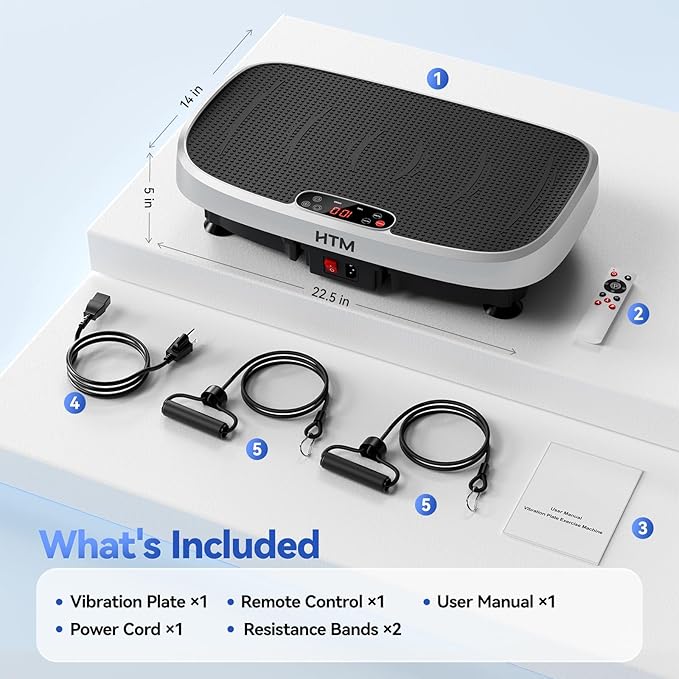 Vibration Plate Exercise Machine - 330lbs Weight Capacity, 120 Speed Levels, 5 Program Modes - Full Body Workout for Home Fitness, Toning & Wellness, LED Display, Low Noise Motor