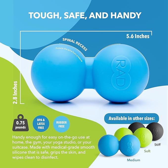 RAD XL Peanut Massage Ball – High Density Yoga Deep Tissue Roller Ball – Myofascial Release for Back, Neck, Feet, Psoas & Spine – Suboccipital & Thoracic Trigger Point Therapy