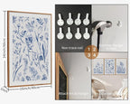 SIGNINART Classic Chinoiserie Framed Canvas Wall Art Set, Blue and White Floral Art Painting, Minimalist Botanical Flower Artwork, Navy Blue Wall Decor for Bedroom, Living Room, Office 16"x24"x3