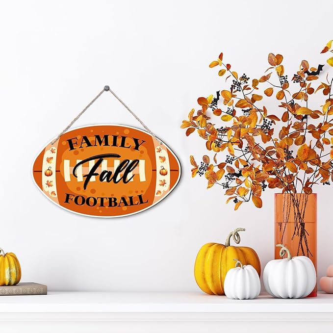 Autumn Wooden Signs, Rustic Thanksgiving Decoration, Home Interior And Exterior Decor, Autumn Harvest Thanksgiving Home Decor (Football), Housewarming Gift